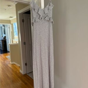 Max Studio Black and White Striped Maxi Dress